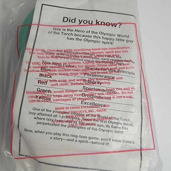 Vintage 1996 Atlanta Olympics Mascot Izzy Ring Toss Bath Game Avon - Picture 6 of 6